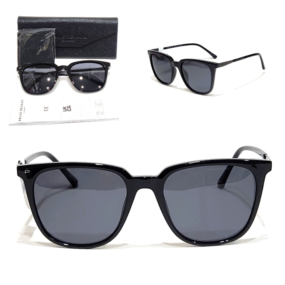 Privé Revaux Black, Rectangular,  Unisex Sunglasses